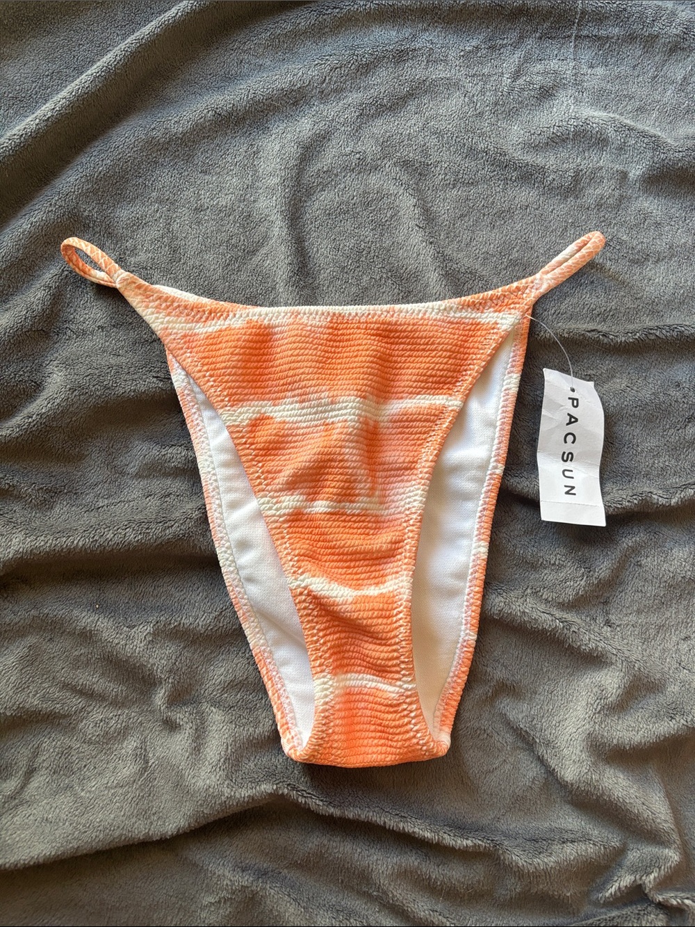 PacSun Orange & White Ribbed Cheeky Bikini Bottoms